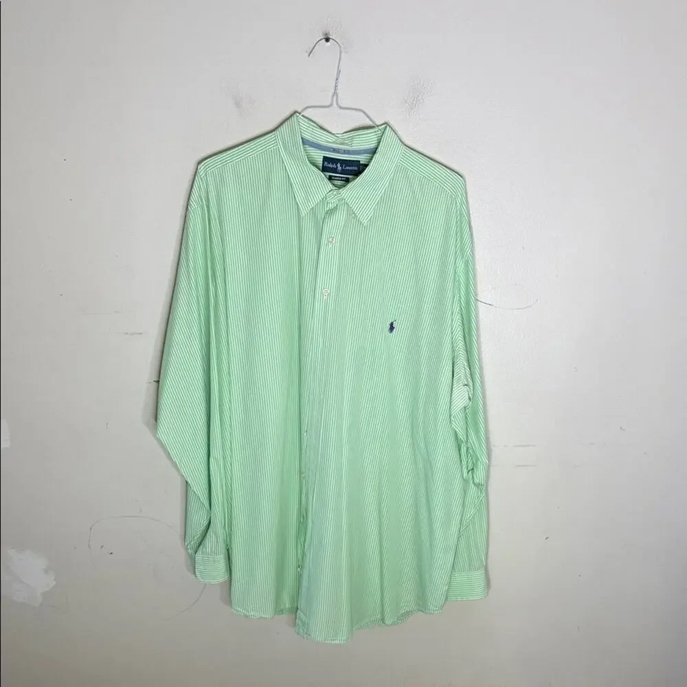 Ralph Lauren Men's Classic Fit Light Green Striped Shirt Size 3XLT